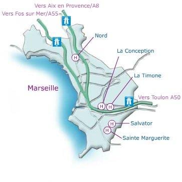 Karte von Marseille-Krankenhaus