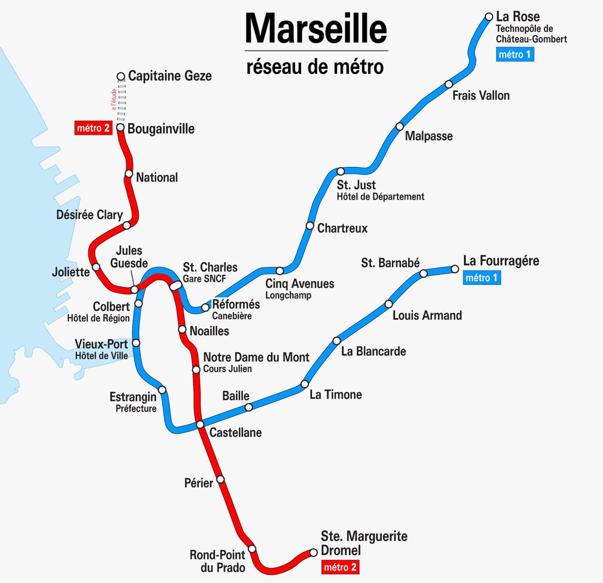 Karte von Marseille U-Bahn